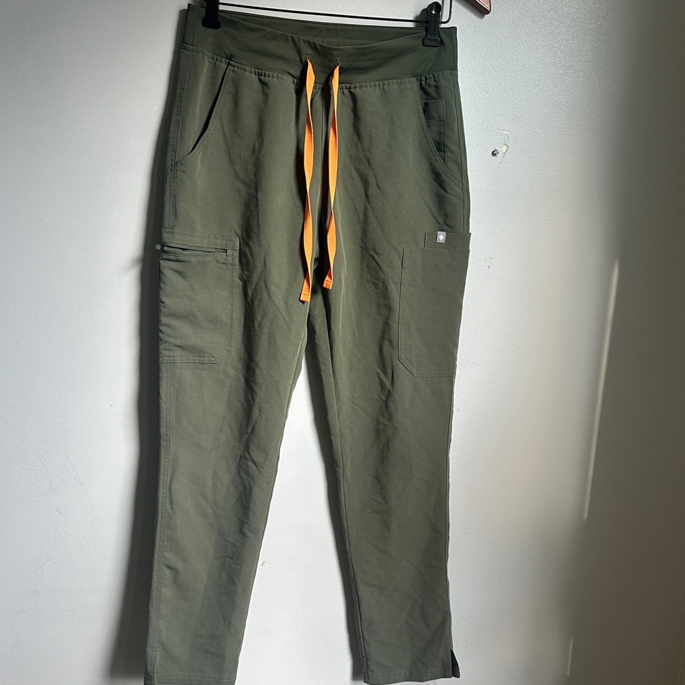Figs Women's Olive Pants with Orange Drawstring